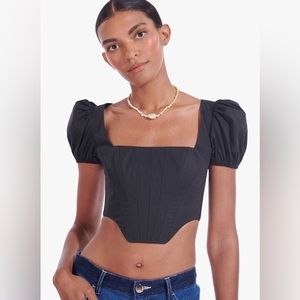 Staud Black Eliza Top Corset Puff Sleeve BNWT!